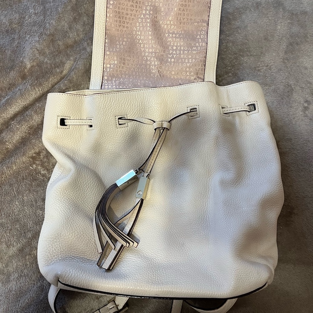 kate spade Cream Leather Backpack with Tassel - Picture 2 of 3